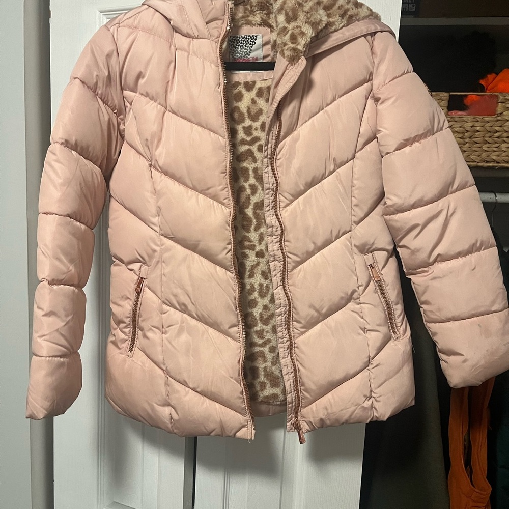 Kensie Girl Pink Jacket with Leopard Print Lining